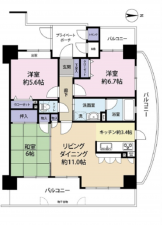 広島市西区井口台、マンションの間取り画像です