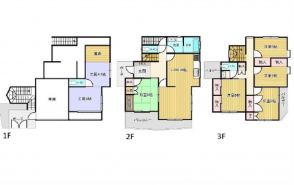 広島市東区牛田東、中古一戸建ての間取り画像です