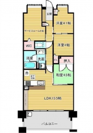 広島市西区大芝、マンションの間取り画像です