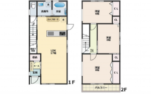 広島市南区堀越、中古一戸建ての間取り画像です