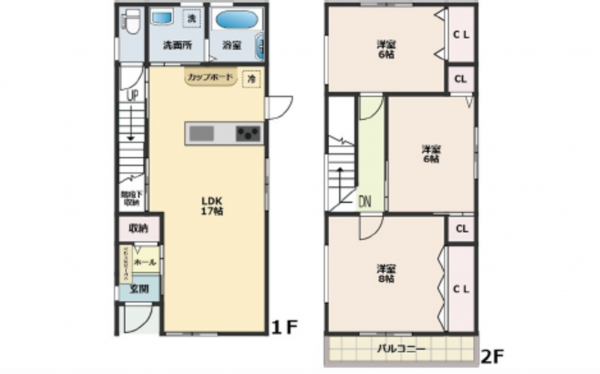 広島市南区堀越、中古一戸建ての間取り画像です