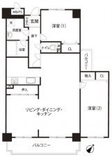 広島市西区田方、マンションの間取り画像です