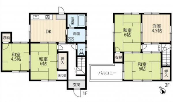 広島市西区己斐大迫、中古一戸建ての間取り画像です