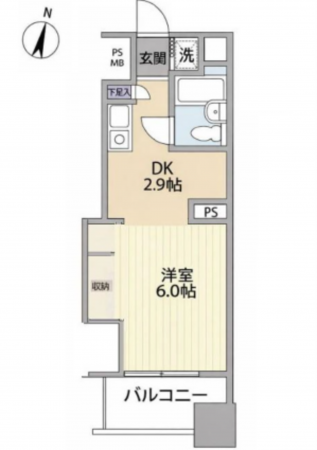 広島市中区宝町、マンションの間取り画像です
