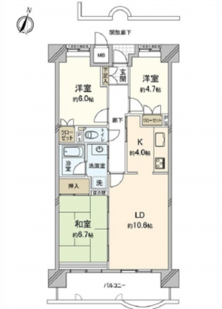 広島市西区井口、マンションの間取り画像です
