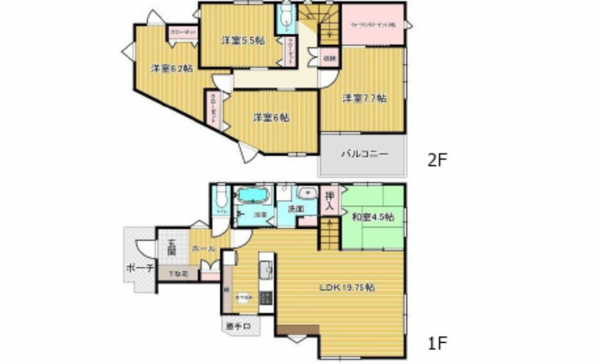 広島市西区田方、中古一戸建ての間取り画像です