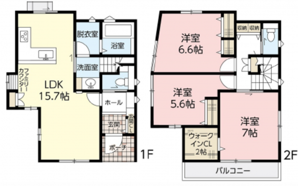 広島市東区上温品、新築一戸建ての間取り画像です