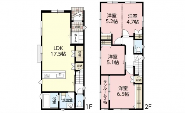 広島市東区上温品、新築一戸建ての間取り画像です