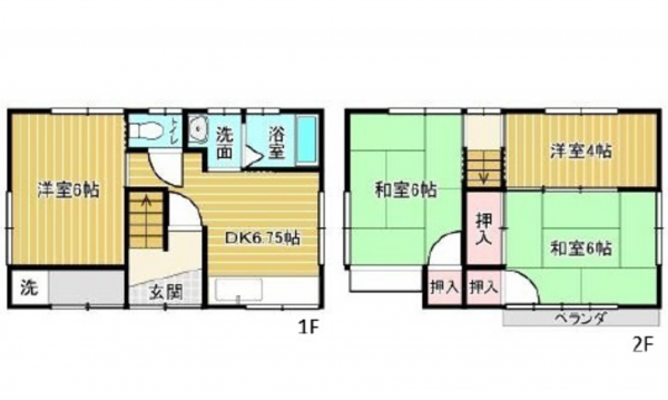 広島市西区古江西町、中古一戸建ての間取り画像です