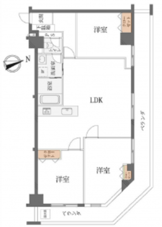 広島市中区竹屋町、マンションの間取り画像です