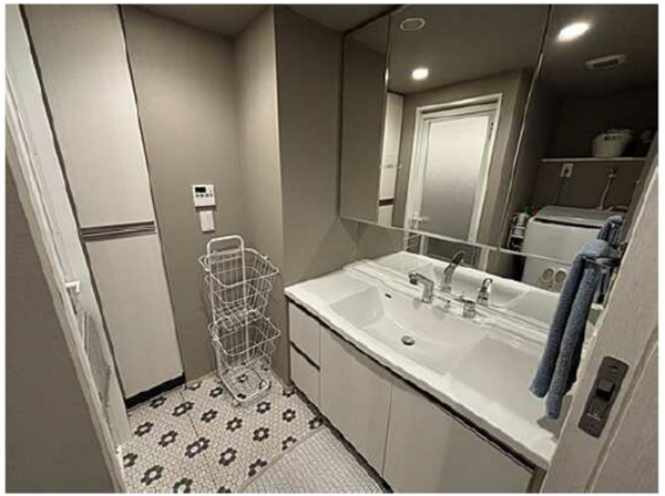 広島市西区天満町、マンションの洗面画像です