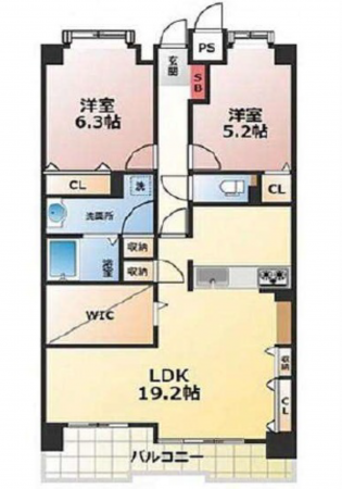 広島市東区山根町、マンションの間取り画像です