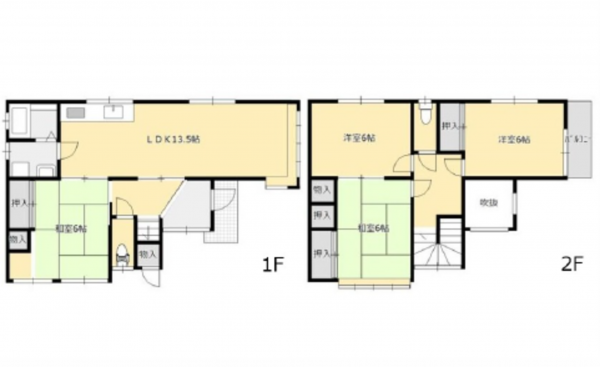 広島市南区向洋新町、中古一戸建ての間取り画像です