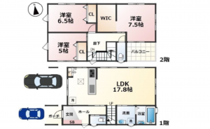 広島市西区新庄町、中古一戸建ての間取り画像です