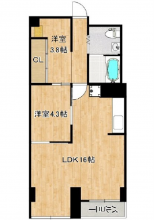 広島市西区己斐本町、マンションの間取り画像です