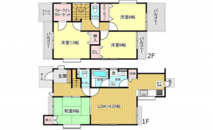 広島市西区高須、中古一戸建ての間取り画像です