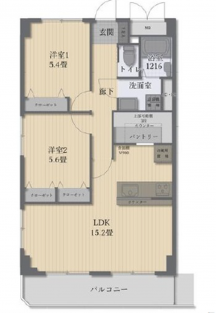 広島市西区東観音町、マンションの間取り画像です