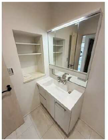 広島市東区牛田南、新築一戸建ての洗面画像です