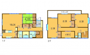 広島市東区上温品、中古一戸建ての間取り画像です