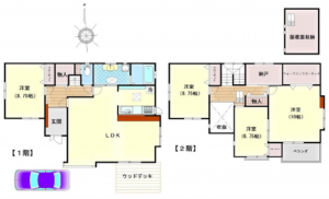広島市南区仁保南、中古一戸建ての間取り画像です