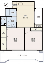 広島市中区白島九軒町、マンションの間取り画像です