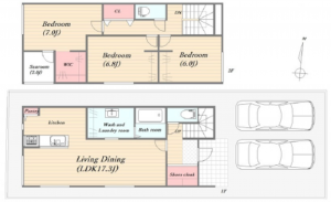 広島市西区己斐大迫、新築一戸建ての間取り画像です