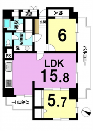 広島市中区千田町、マンションの間取り画像です