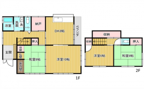 広島市東区牛田早稲田、中古一戸建ての間取り画像です