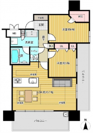 広島市西区横川町、マンションの間取り画像です
