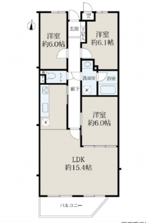 広島市西区田方、マンションの間取り画像です