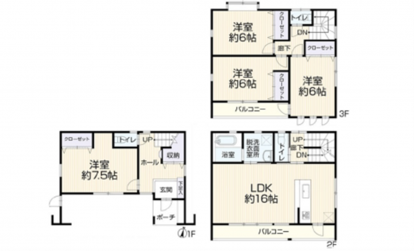 広島市東区尾長東、中古一戸建ての間取り画像です