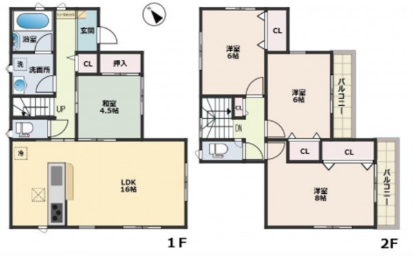 広島市東区戸坂新町、中古一戸建ての間取り画像です