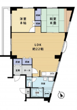 広島市中区河原町、マンションの間取り画像です