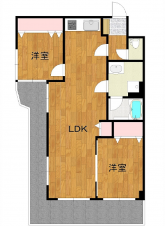 広島市中区鶴見町、マンションの間取り画像です