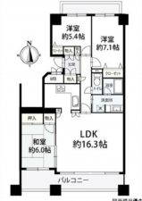 広島市西区井口台、マンションの間取り画像です