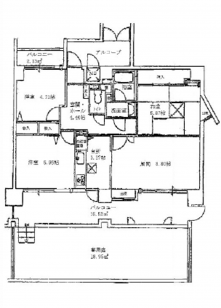 広島市東区牛田早稲田、マンションの間取り画像です