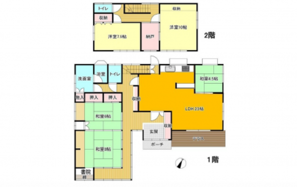 広島市西区井口鈴が台、中古一戸建ての間取り画像です