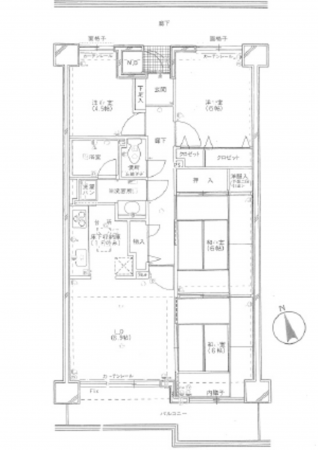 広島市中区江波南、マンションの間取り画像です