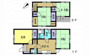 広島市南区仁保、中古一戸建ての間取り画像です
