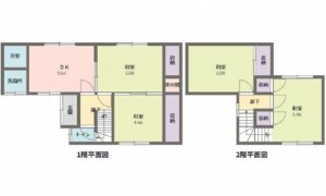広島市東区上温品、中古一戸建ての間取り画像です