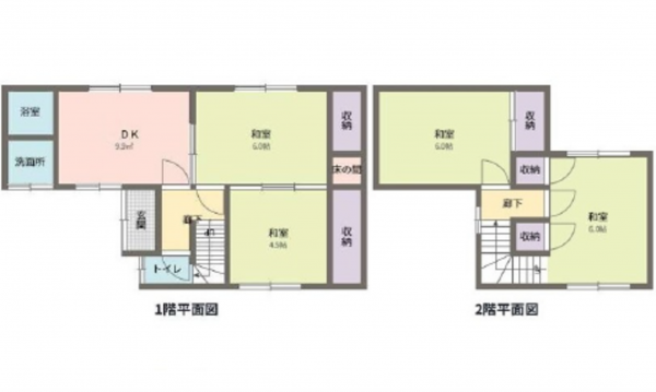 広島市東区上温品、中古一戸建ての間取り画像です