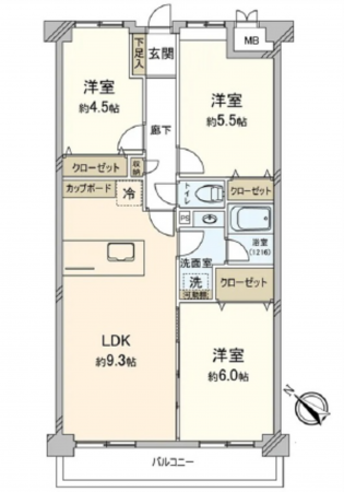 広島市西区古江西町、マンションの間取り画像です