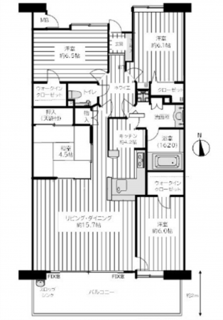広島市南区出島、マンションの間取り画像です