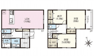 広島市西区南観音、新築一戸建ての間取り画像です
