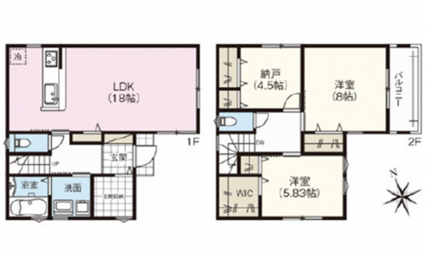 広島市西区南観音、新築一戸建ての間取り画像です