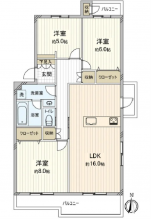 広島市西区鈴が峰町、マンションの間取り画像です