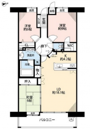 広島市東区光町、マンションの間取り画像です