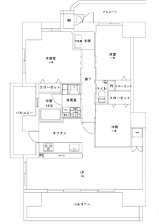 広島市西区観音本町、マンションの間取り画像です