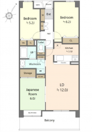 広島市東区山根町、マンションの間取り画像です