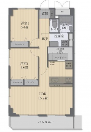 広島市西区東観音町、マンションの間取り画像です